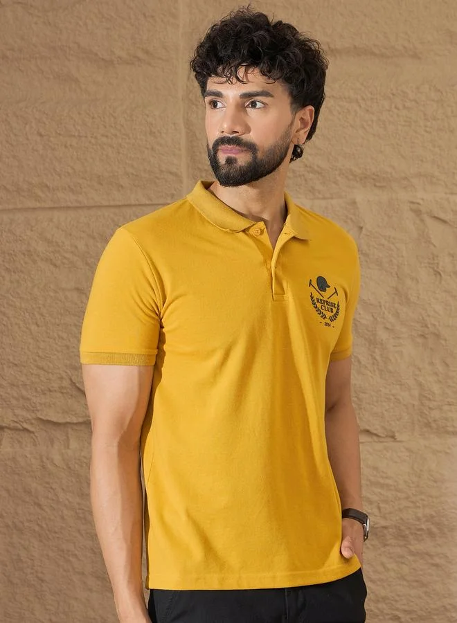 Take Two REPRISE Mustard Back Graphic Print Polo