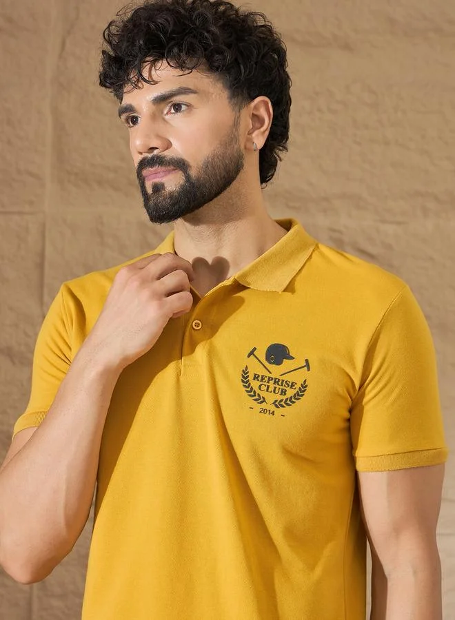 Take Two REPRISE Mustard Back Graphic Print Polo