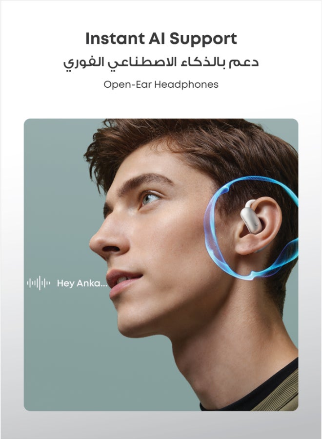 Soundcore AeroFit 2 AI Assistant Open-Ear Headphones by Anker, Pressure-Free Fit, 2x Richer Bass, Real-Time Translation Earbuds, Hi-Res, 35H Playtime, IP55 white - Image 3