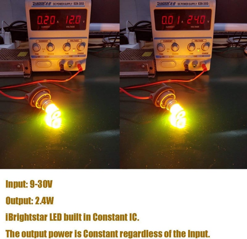 iBrightstar 9-30V Extremely Bright 1156 1141 1003 BA15S LED Bulbs Replacement for Turn Signal RV Lights, Amber Yellow - Image 4