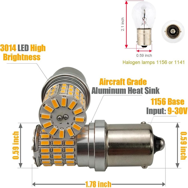 iBrightstar 9-30V Extremely Bright 1156 1141 1003 BA15S LED Bulbs Replacement for Turn Signal RV Lights, Amber Yellow - Image 2