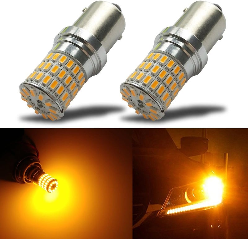 iBrightstar 9-30V Extremely Bright 1156 1141 1003 BA15S LED Bulbs Replacement for Turn Signal RV Lights, Amber Yellow - Image 1