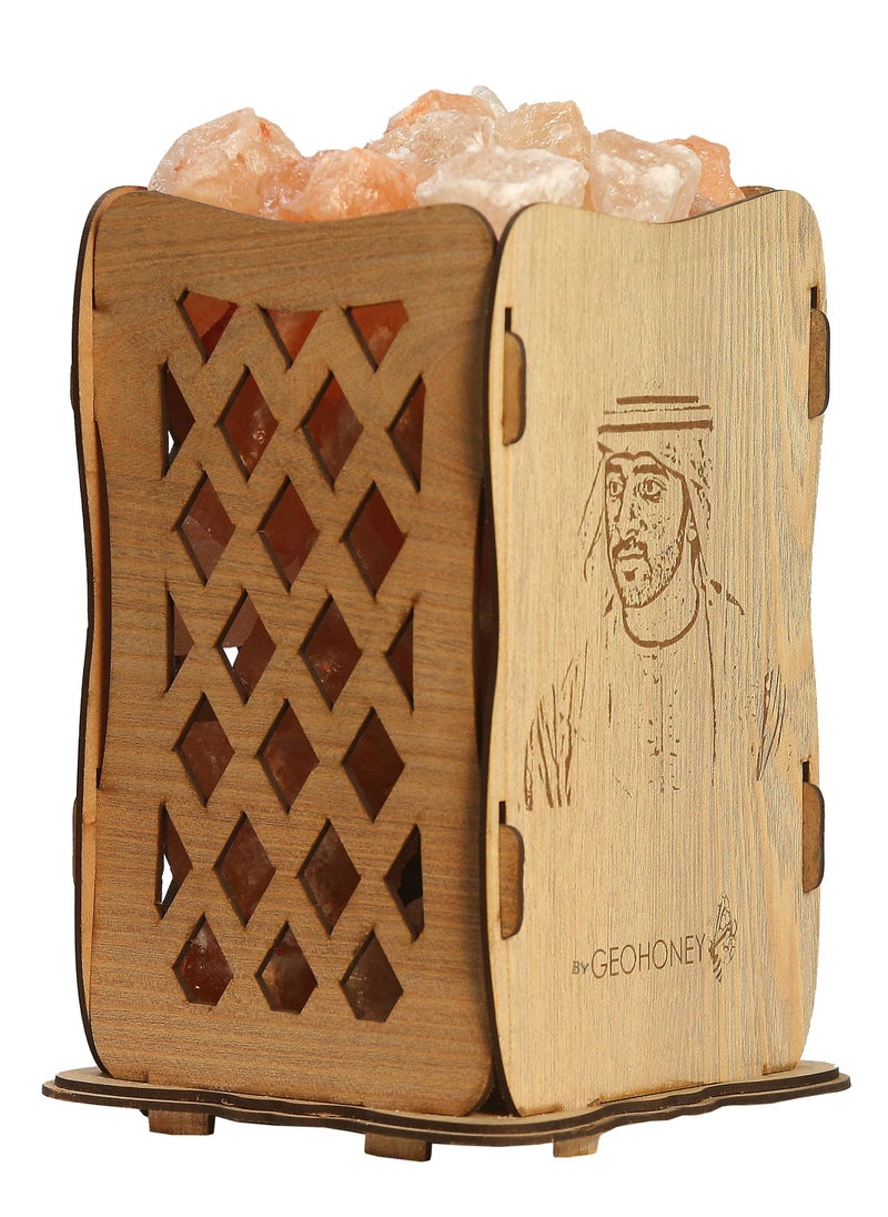 GEOHONEY - Geohoney - Himalayan Salt Lamp with Wooden Basket Sheikh Hamdan Bin Muhammad Photo - Image 1