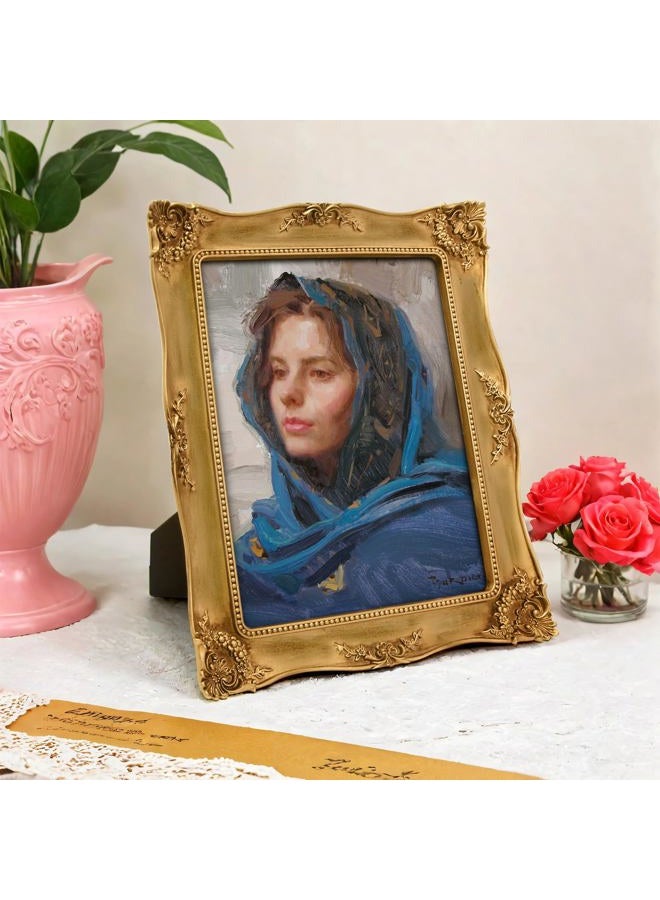 YEPOTUE 8x10 Inch Gold Vintage Picture Frame, Elegant Antique Photo Frames with Glass&Hook, Vine Pattern, Tabletop Wall Hanging, Gift ldeas for Home Decor (Gold) - Image 2