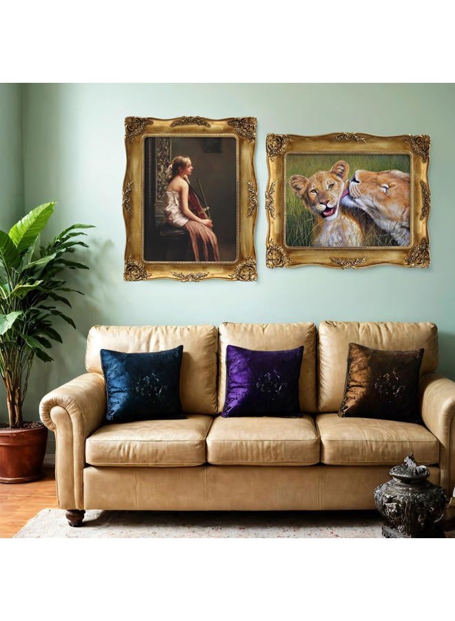 YEPOTUE 8x10 Inch Gold Vintage Picture Frame, Elegant Antique Photo Frames with Glass&Hook, Vine Pattern, Tabletop Wall Hanging, Gift ldeas for Home Decor (Gold) - Image 5
