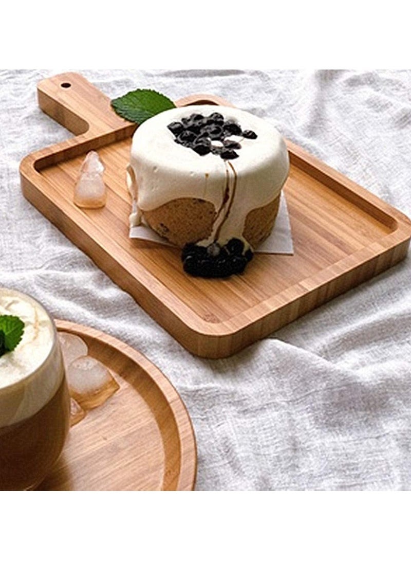LINGWEI Bamboo Cheese Board Pizza Tray Handmade Wooden Pizza Peel with Handle Fruit and Cheeze Serving Plate Square Chopping Board  - Image 2