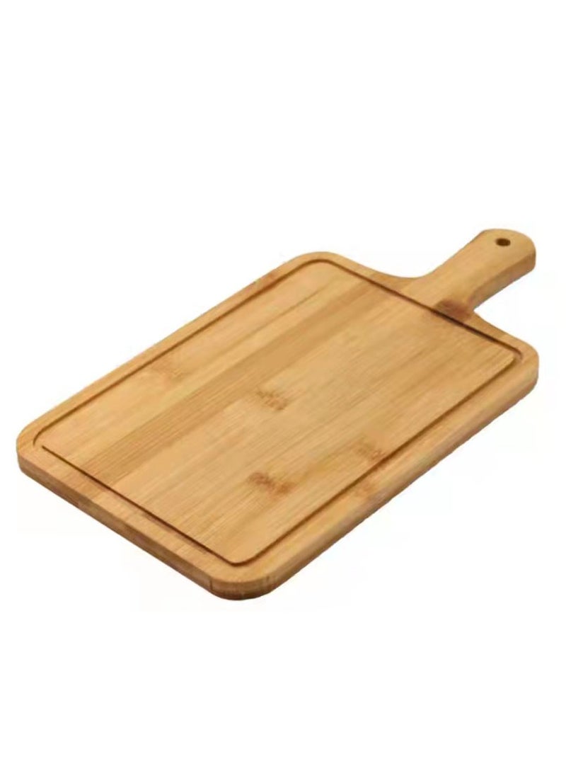 LINGWEI Bamboo Cheese Board Pizza Tray Handmade Wooden Pizza Peel with Handle Fruit and Cheeze Serving Plate Square Chopping Board  - Image 3