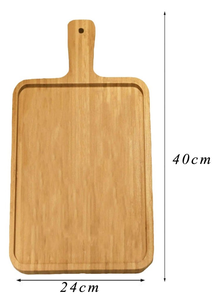 LINGWEI Bamboo Cheese Board Pizza Tray Handmade Wooden Pizza Peel with Handle Fruit and Cheeze Serving Plate Square Chopping Board  - Image 5