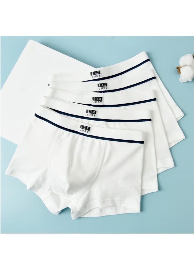 RedMapleTEK Boys Underwear A-line Boxer Children Cotton Underwear Solid Color 5 Pack White - Image 1