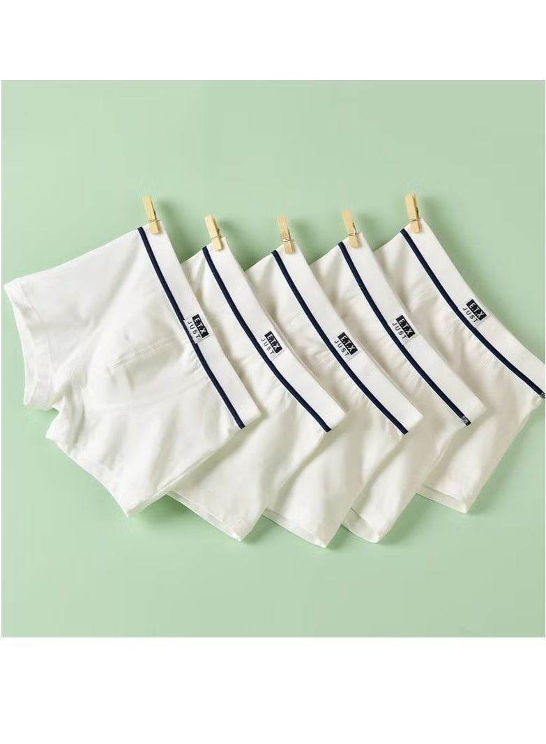 RedMapleTEK Boys Underwear A-line Boxer Children Cotton Underwear Solid Color 5 Pack White - Image 2