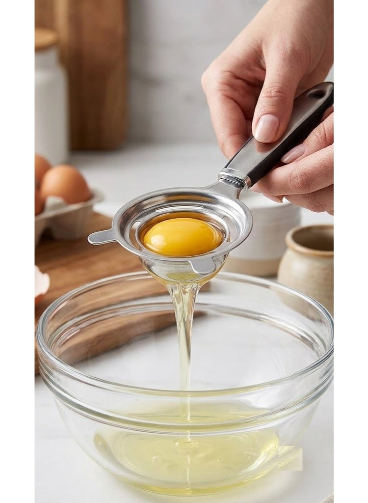 Egg Seperator Stainless Steel Strainer Liquid Eggs Yolk Splitter Wooden Handel - Image 4