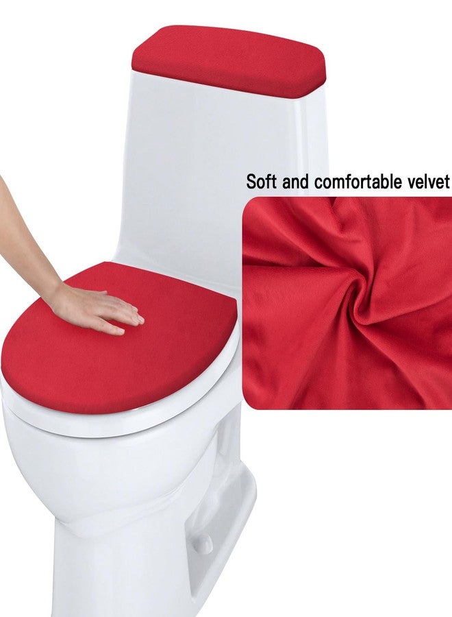 Homakover Toilet Lid Cover and Toilet Tank Lid Cover Replacement Toilet Cover with Elastic Bottom for Bathroom Decor Accessories (Red) - Image 4