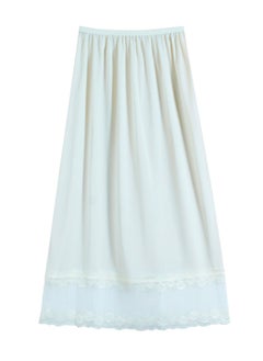 City Rose 3 - Pieces Full Length Soft inner Skirt with Elasticised Waistband and Big Dantel Women Off White  - Image 2