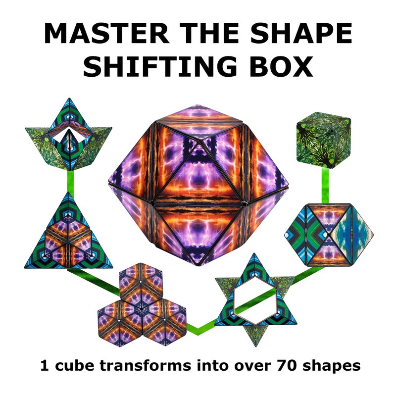 Shashibo Shape Shifting Box - Award-Winning Fidget Toy w/ 36 Rare Earth Magnets - Fidget Cube Transforms Into Over 70 Shapes, Sensory Toy Gift for Kids, Teens, and Adults (Elements) - Image 4