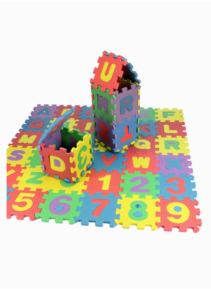 SYOSI - Foam Puzzle Mat, SYOSI Alphabet and Numbers Kids Foam Puzzle Play Mat, 36 Piece Set, Each Mat Measures 5X5CM Interlocking EVA Floor Tiles with Alphabet and Numbers - Image 1