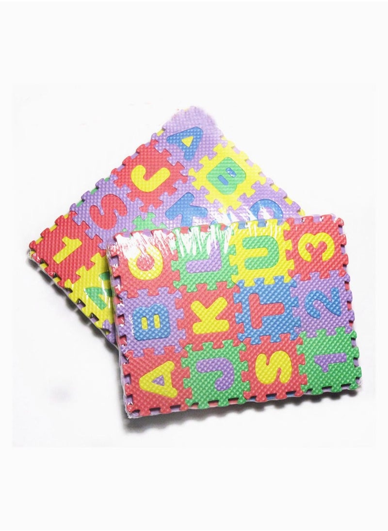 SYOSI - Foam Puzzle Mat, SYOSI Alphabet and Numbers Kids Foam Puzzle Play Mat, 36 Piece Set, Each Mat Measures 5X5CM Interlocking EVA Floor Tiles with Alphabet and Numbers - Image 1