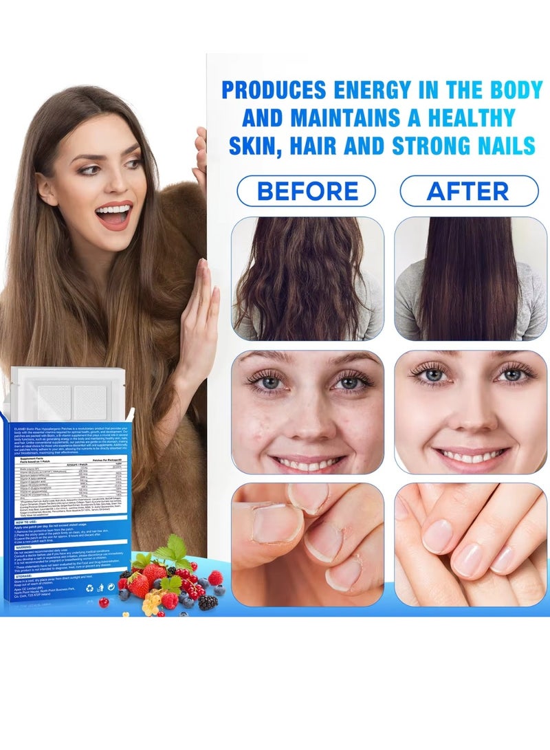 Elaimei 60 Pcs Biotin Plus Hypoallergenic Patches Advanced Biotin Formula to Promote Healthier Hair Skin and Nail Top Quality Vitamin Patches - Image 2