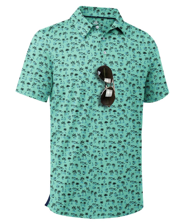 ZITY Men's Golf Shirts Short Sleeve Moisture Wicking Performance Print Patterns Casual Collared Golf Polo Shirt for Men - Image 1