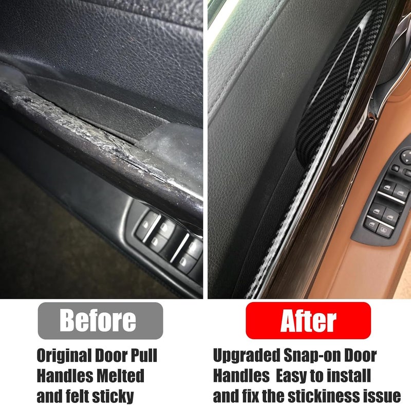 Jaronx Compatible with BMW 7 Series Door Pull Handle Covers, Carbon Fiber Pattern Front Rear Row 7' F02 Door Handle Cover(Compatible with BMW 730 740i 740li 750i 750li 760/Long-wheel Sedan 2008-2014) - Image 2
