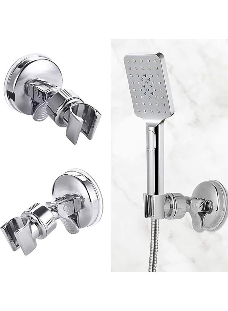 Sweet seven Adjustable Suction Cup Shower Head Holder, Wall Mounted Bracket for Handheld Showerhead - Removable & Height Adjustable - Silver, 2 Pack - Image 1