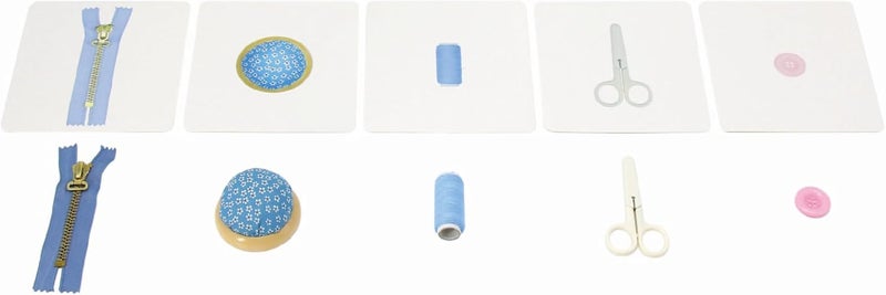 Kiddison Montessori Language Materials Objects with Identical Cards Matching Game Minitures Flash Cards Cleaning Tools Hair Accessories Sewing Items Sewing Items - Image 3