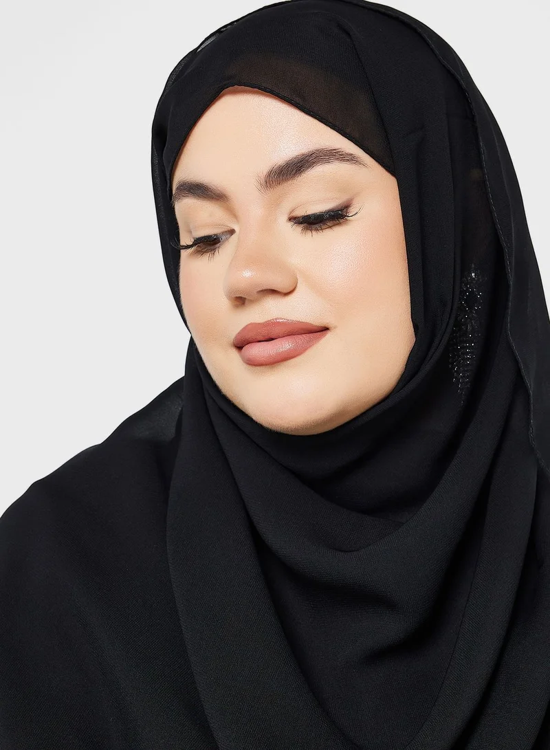 Khizana Lace Hem Detail Abaya With Sheila
