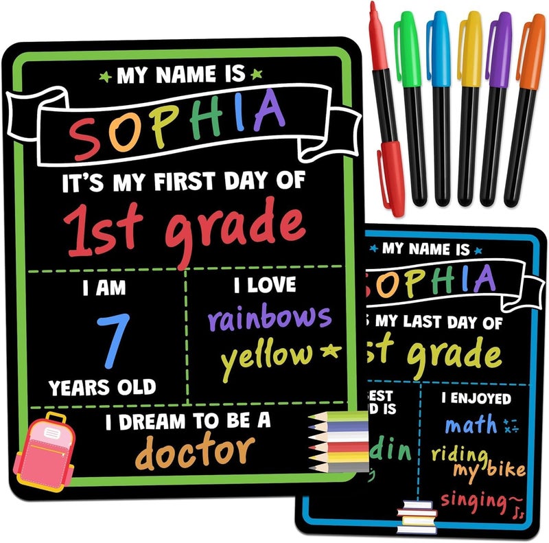 Al Raied ARS® First Day of School Board Sign - Double-Sided Chalkboard for First & Last Day of School - Image 1