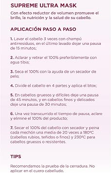 Let Me Be BTX Capilar Supremeliss Ultra Mask Reconstruction and hydration Repairs damaged fibers Eliminates frizz Enriched with polyphenols 1Kg - Image 3