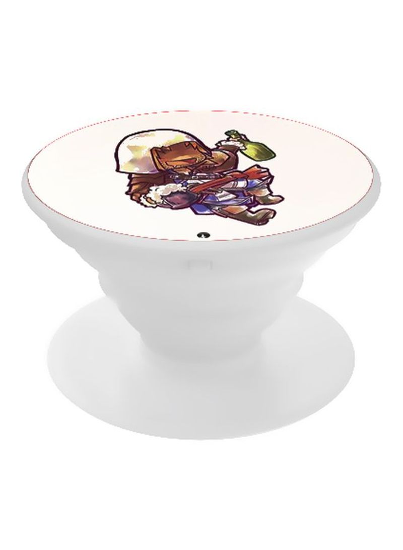 RKN Printed Pop Socket Phone Grip White/Blue/Brown - Image 1