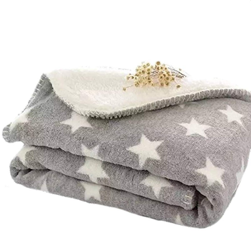 Brandonn Newborn Grey Star Polka Wrapping Sheet Cum Baby Blanket for Babies - Image 1