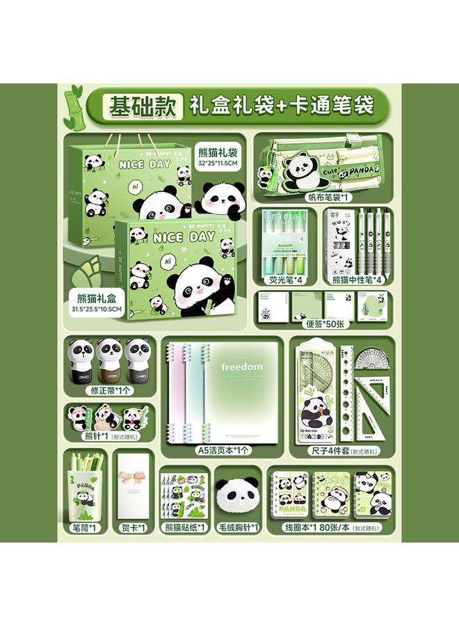 Bluejw Primary School Girls Girls Panda Birthday Gift Stationery Suit Gift Box School Supplies School Opening Gift Bag Hand Account - Image 1