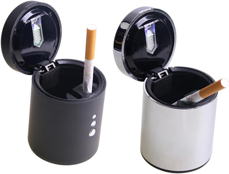 LED Smokeless Car Ashtray with Lid Portable 6.5x8.4cm Cup Holder Ashtray for Universal Vehicles Windproof Design with LED Light for Smokers - Image 4
