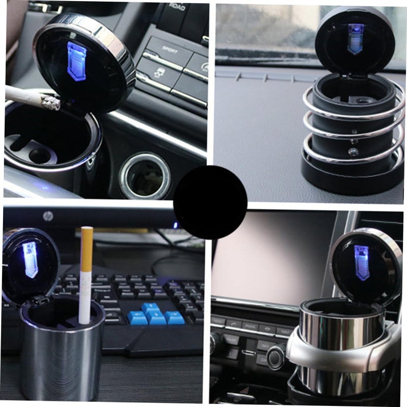 LED Smokeless Car Ashtray with Lid Portable 6.5x8.4cm Cup Holder Ashtray for Universal Vehicles Windproof Design with LED Light for Smokers - Image 5