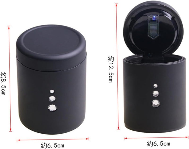 LED Smokeless Car Ashtray with Lid Portable 6.5x8.4cm Cup Holder Ashtray for Universal Vehicles Windproof Design with LED Light for Smokers - Image 2