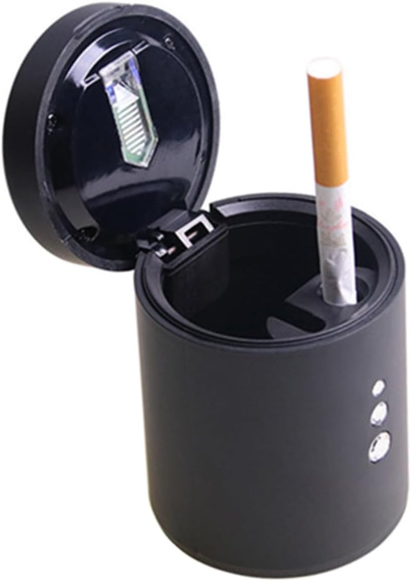 LED Smokeless Car Ashtray with Lid Portable 6.5x8.4cm Cup Holder Ashtray for Universal Vehicles Windproof Design with LED Light for Smokers - Image 1