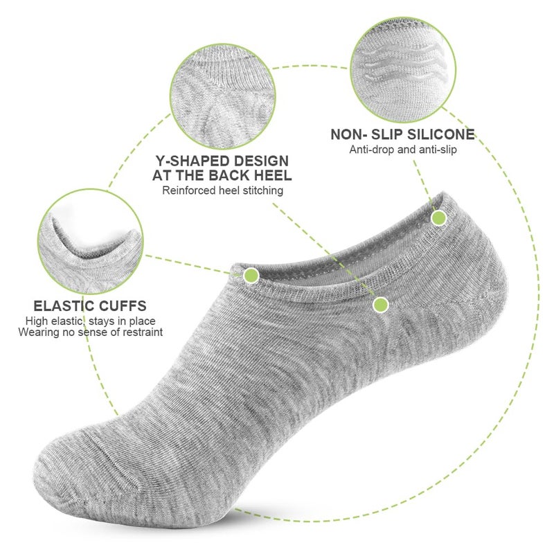 OFFCUP 6 Pairs Women's Invisible Socks, Non-Slip Breathable Ballerina Socks, Short Shoes, Ankle Socks for Low Flat Heels, Size 38-43 - Image 3