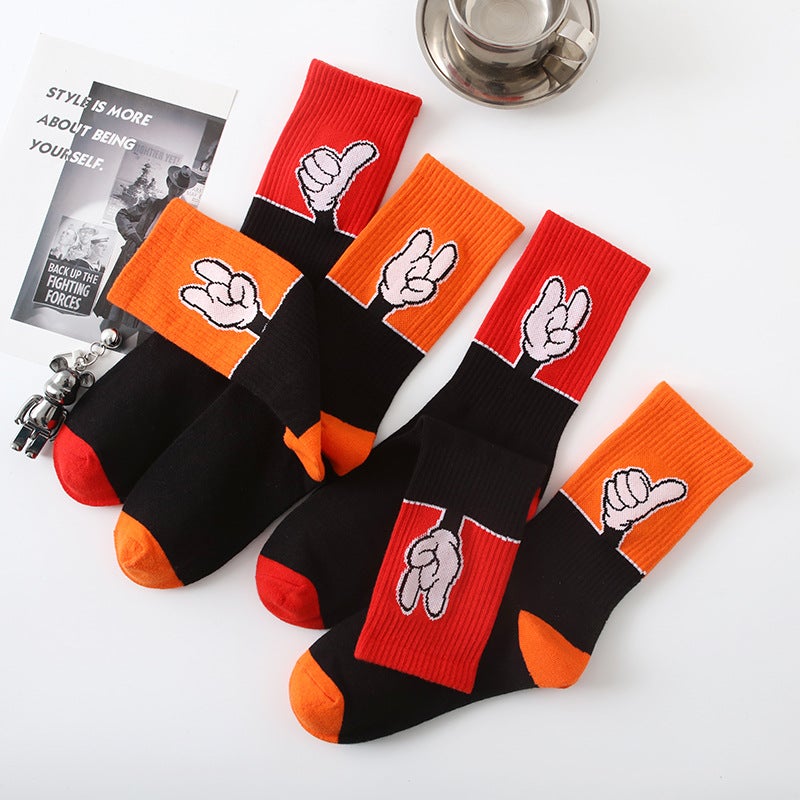 Trendy Socks For Men, Mickey Cute Cartoon Mid-Tube Socks For Women, Color-Blocking Simple Skateboard Sports Socks, From Manufacturer - Image 2