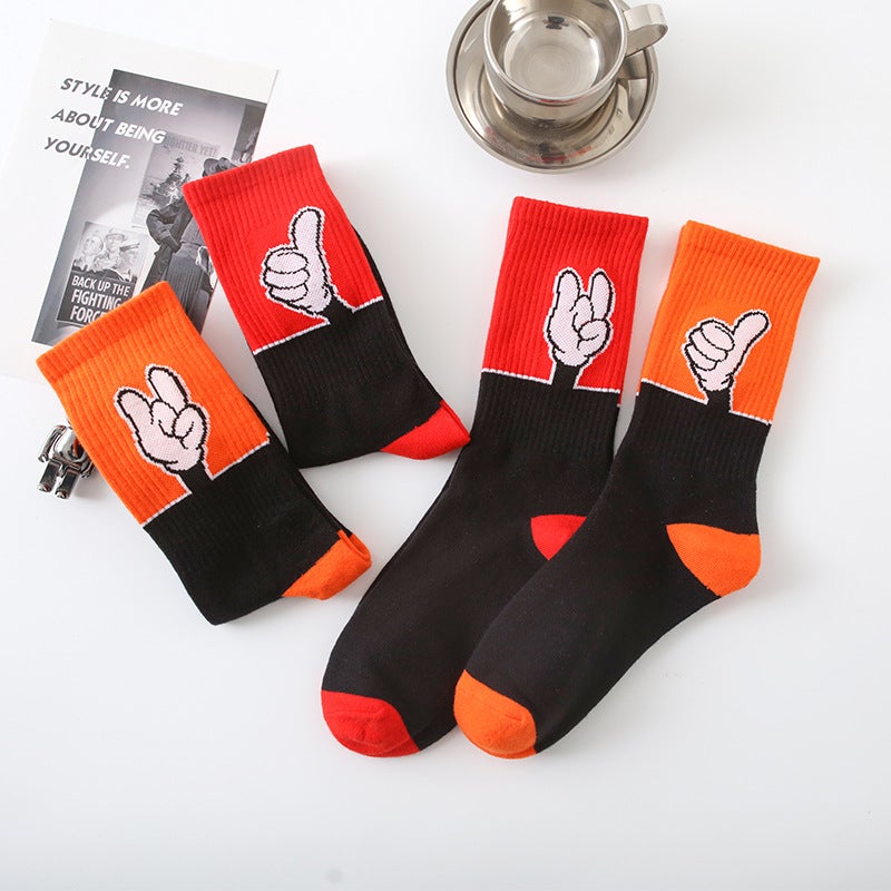 Trendy Socks For Men, Mickey Cute Cartoon Mid-Tube Socks For Women, Color-Blocking Simple Skateboard Sports Socks, From Manufacturer - Image 3