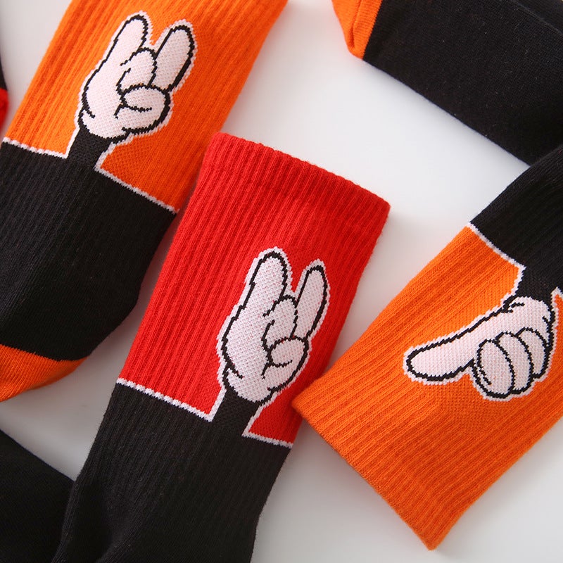 Trendy Socks For Men, Mickey Cute Cartoon Mid-Tube Socks For Women, Color-Blocking Simple Skateboard Sports Socks, From Manufacturer - Image 4