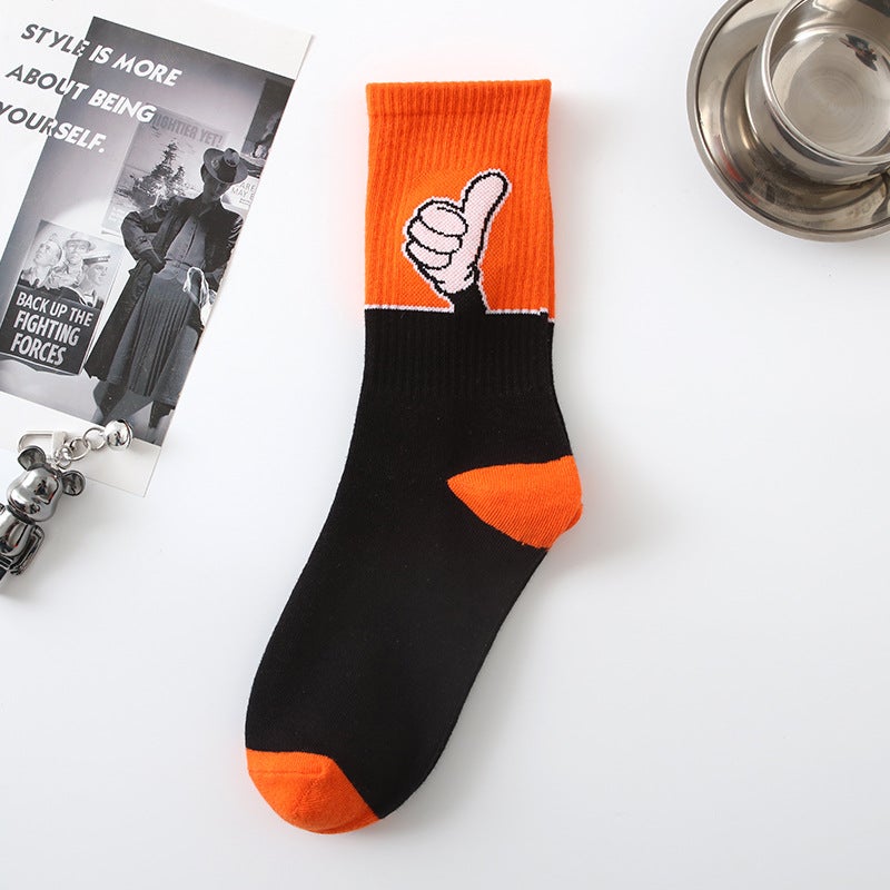 Trendy Socks For Men, Mickey Cute Cartoon Mid-Tube Socks For Women, Color-Blocking Simple Skateboard Sports Socks, From Manufacturer - Image 1