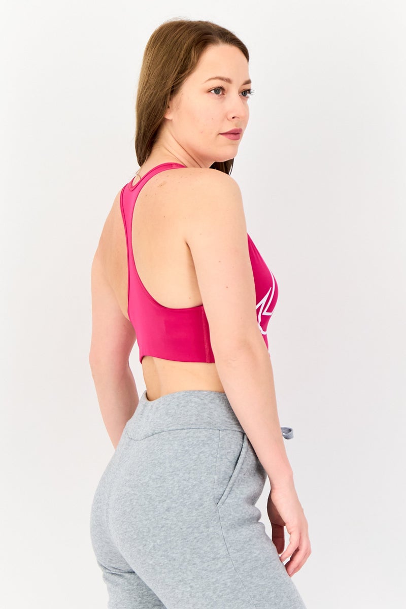 Nike Women Brand Logo Non Padded Training Sports Bra, Fuchsia - Image 3