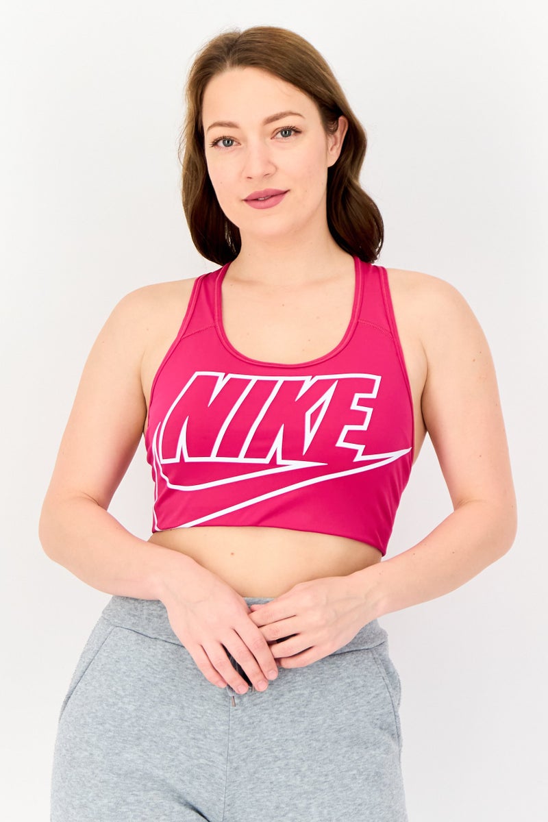 Nike Women Brand Logo Non Padded Training Sports Bra, Fuchsia - Image 1