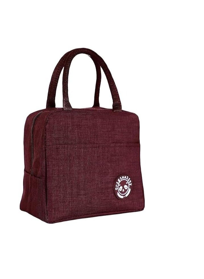 6L Reusable Thermal Lunch Bag Canvas with Handles, Insulated Food Container for Office, Gym, School, Students, Aluminum Foil for Travel and Picnic (Maroon)  - Image 1