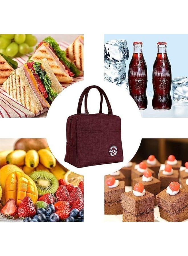 6L Reusable Thermal Lunch Bag Canvas with Handles, Insulated Food Container for Office, Gym, School, Students, Aluminum Foil for Travel and Picnic (Maroon)  - Image 3