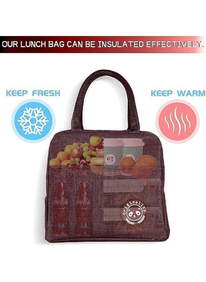 6L Reusable Thermal Lunch Bag Canvas with Handles, Insulated Food Container for Office, Gym, School, Students, Aluminum Foil for Travel and Picnic (Maroon)  - Image 4
