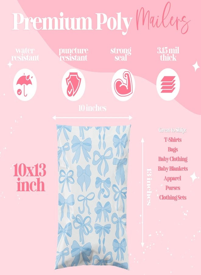 Pretty Package Store 10x13 Designer Poly Mailer 100 Pack Heavy Duty Waterproof Self Seal Shipping Bags for Small Business Large Mailing Envelopes Bulk Tear Resistant Packaging Blue Bows - Image 3