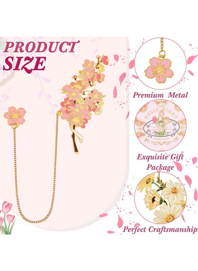 Chuangdi - 3 Pcs Women Metal Bookmark Spiritual Flower Bookmarks Inspirational Cute Book Marks Teacher Appreciation Book Gift Fantasy Book Markers For Lovers Friends Readers, Daisy, Sakura And Tulip - Image 1