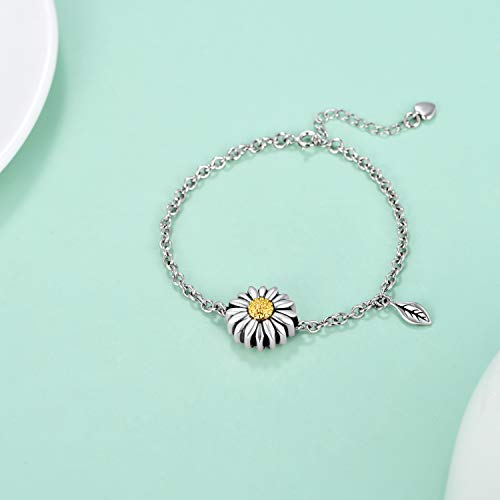 LONAGO Sunflower Cremation Jewelry 925 Sterling Silver Urn Bracelet Link Flower Keepsake Ashes Memorial Pendant Locket for Women Mom - Image 3