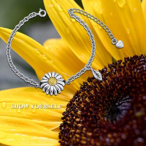 LONAGO Sunflower Cremation Jewelry 925 Sterling Silver Urn Bracelet Link Flower Keepsake Ashes Memorial Pendant Locket for Women Mom - Image 5