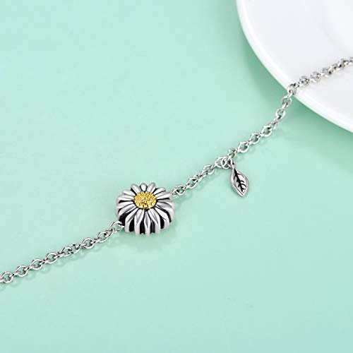 LONAGO Sunflower Cremation Jewelry 925 Sterling Silver Urn Bracelet Link Flower Keepsake Ashes Memorial Pendant Locket for Women Mom - Image 4